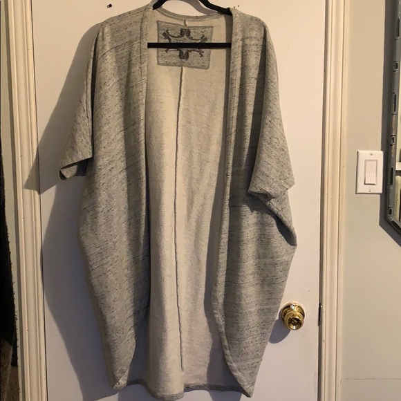 S/M Heather Grey Cotton Scoop Kimono - Picture 3 of 6